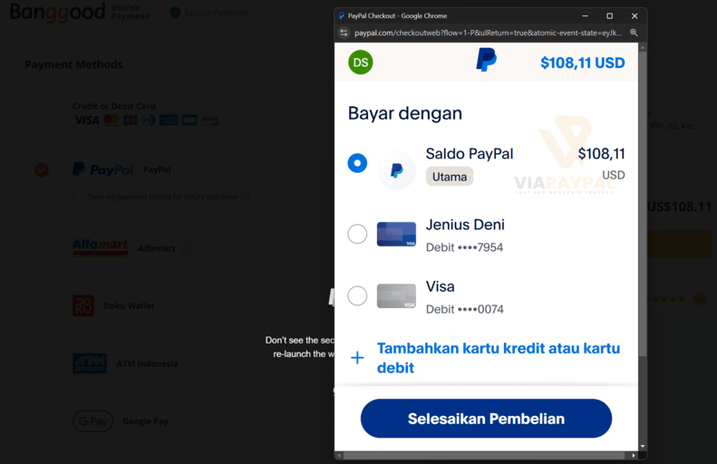 Cara Bayar Banggood dengan PayPal