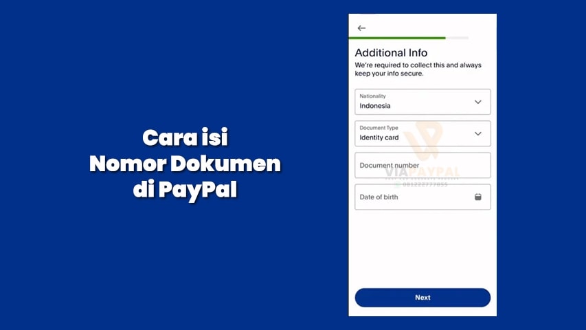 Cara isi Nomor Dokumen di PayPal