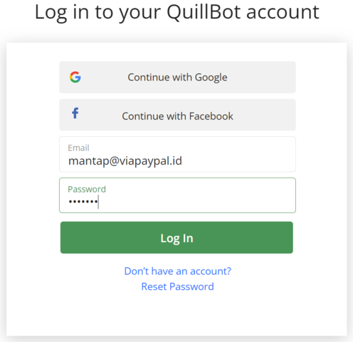 Daftar dan Log in ke Akun QuillBot