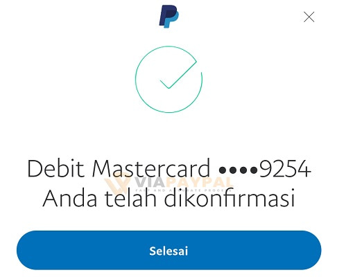 Debit BNI Mastercard Anda telah dikonfirmasi - Verifikasi PayPal