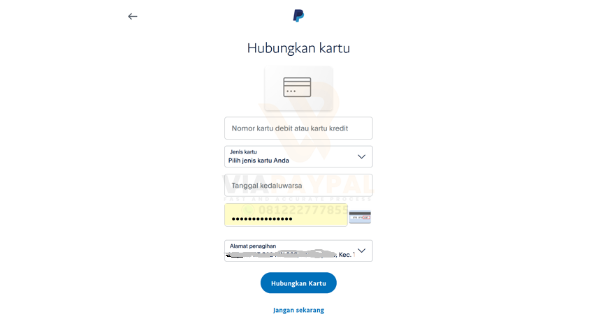 Hubungkan Kartu Kredit di PayPal