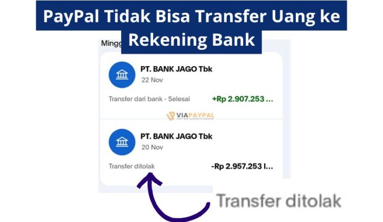 PayPal Tidak Bisa Transfer Uang ke Rekening Bank