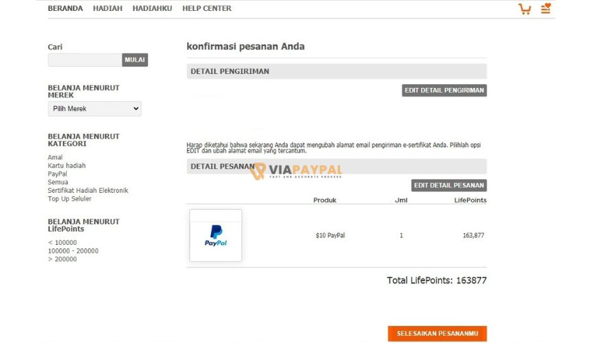 PayPal di LifePoints