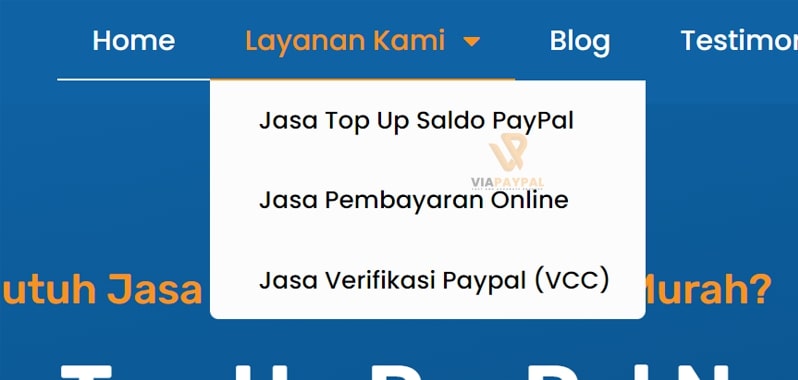 Pilih Menu Jasa Top Up Saldo PayPal dana