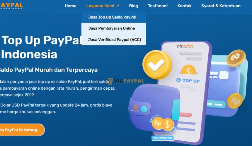 Pilih Menu “Jasa Top Up Saldo PayPal”