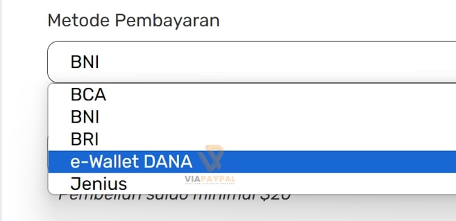 Pilih Metode Pembayaran DANA