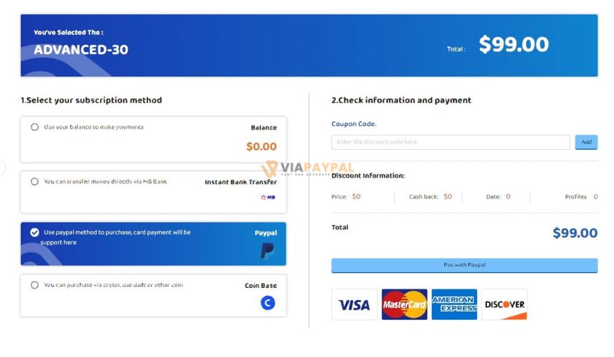 Pilih Metode Pembayaran PayPal