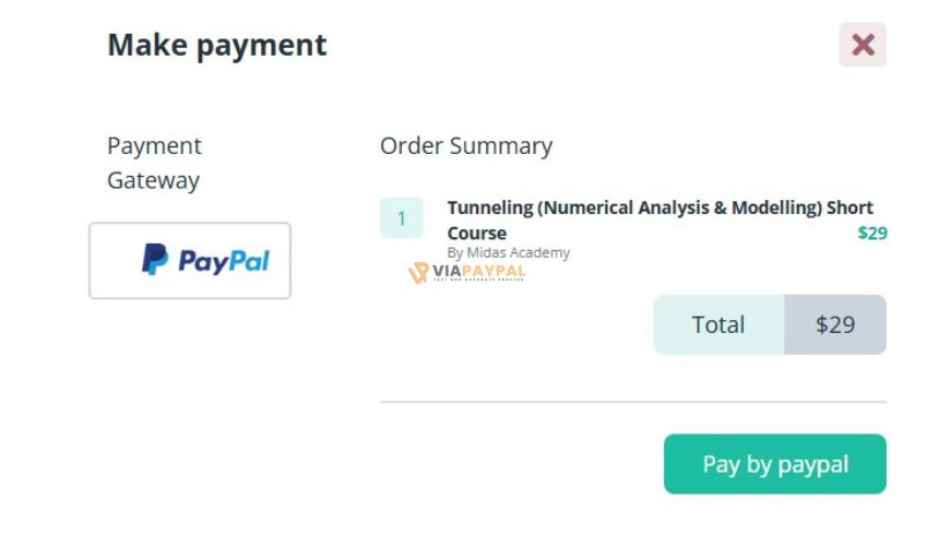 Pilih metode pembayaran PayPal di Midas Academy.