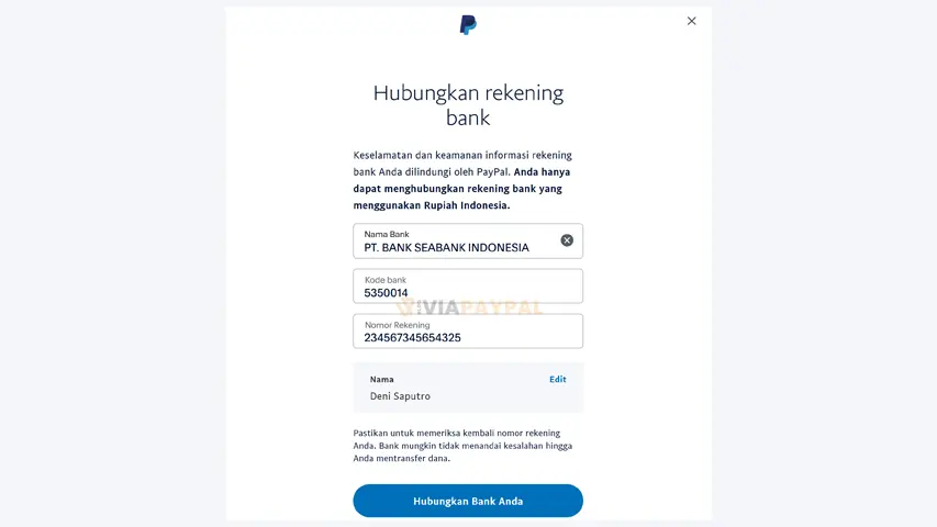 Cara Menambahkan Rekening SeaBank ke PayPal