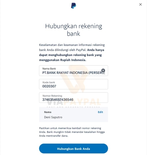 Cara Menghubungkan Rekening Bank ke PayPal