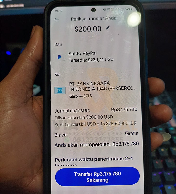 Cara Transfer dana dari PayPal ke BNI