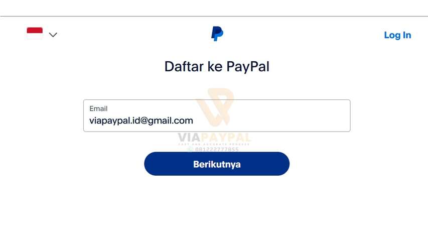 daftar akun paypal masukan alamat email