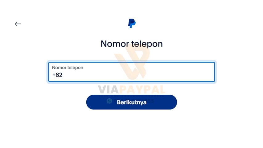 daftar paypal Masukan Nomor Telepon