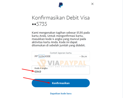 Konfirmasikan Debit Visa Bank Jago PayPal