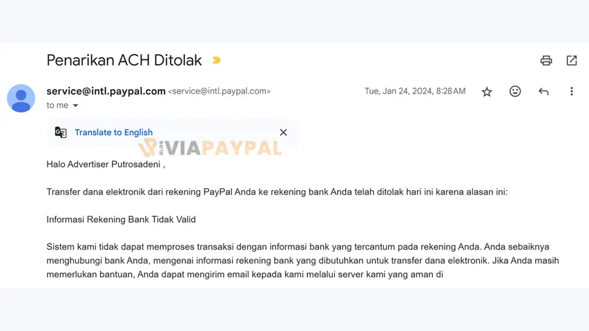 Penyebab Penarikan Saldo PayPal Ditolak