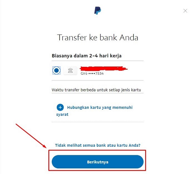 Transfer PayPal ke Bank